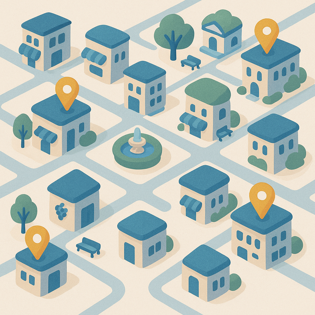 Stylized city map with hidden gems