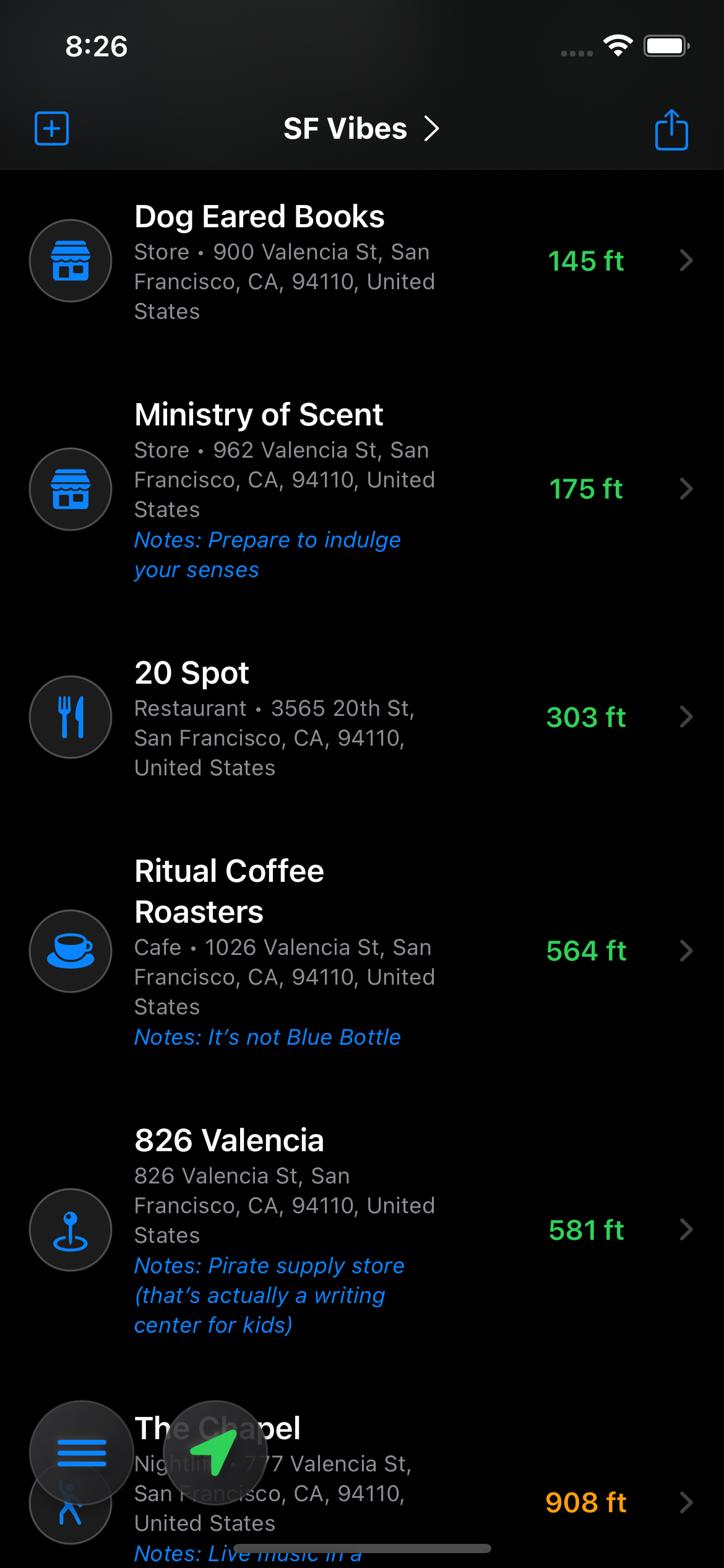 Side Quests app showing shared list feature